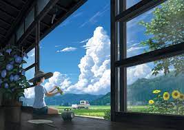 descansando na varanda anime scenery anime scenery wallpaper anime background