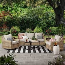 Better Homes Gardens River Oaks 5 Piece Wicker Conversation Set With Patio Covers Walmart Com In 2021 Resin Patio Furniture Backyard Furniture Better Homes Gardens