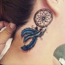 Typically you will find dream catchers hanging over beds to encourage good dreams while protecting from nightmares. Simple Dream Catcher Tattoo With Blue Feathers Tattoo Designs For Women