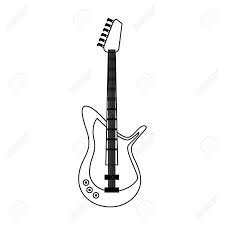 Black And White Electric Guitar Drawing Electric Guitar Musical Instrument Icon Image Vector Illustration Design Vector Illustration Design Black And White Illustration Digital Illustration