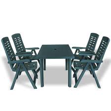 Nilkamal plastic dining table set with chair ask price. Fesjoy Outdoor 4 Seater Furniture Set Weatherproof Durable Plastic Table With Hole To Install Parasol With 4 Folding Chairs Garden Patio Dining Table Set 126x76x72 Cm Green Buy Online In Antigua And
