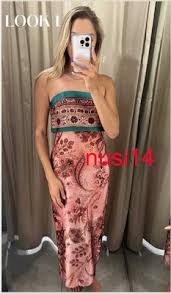 ZARA NEW WOMAN MIDI OFF-SHOULDER STRAPLESS FLORAL PRINTED ...