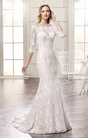 Langes Brautkleid Mit Spitze Fit And Flare Armel Eddy K In 2020 Brautmode Kleid Hochzeit Gast Braut