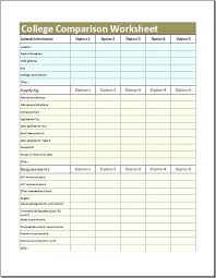 Comparison Chart Worksheet Achievelive Co