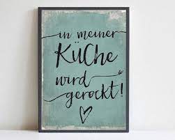 in meiner kuche wird gerockt blau poster din a4 poster kuche spruch kuche kuchen tafel