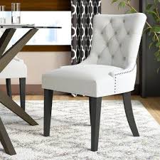 Corrigan Studio Carlton Wood Leg Upholstered Dining Chair Color White Dining Chairs Upholstered Dining Chairs Side Chairs Dining