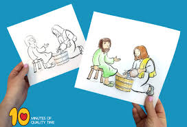 Mary anointed jesus feet coloring page author: Jesus Washes His Disciples Feet Craft 10 Minutes Of Quality Time