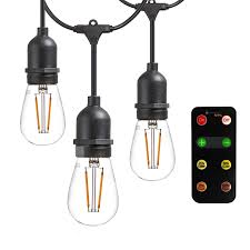 Led String Lights With Weatherproof Technology Dimmable With Wireless Remote Control 48ft And 16 15 1 Free Led Light Bulbs Included Newhouse Lighting