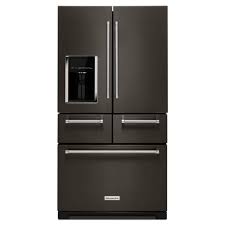 Check spelling or type a new query. Kitchenaid 25 8 Cu Ft French Door Refrigerator In Black Stainless With Platinum Interior Krmf706ebs The Home Depot
