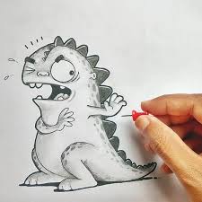 Adorable Drawn Dragon Playing With Everyday Object Design Swan Cartoon Dragon Cute Cartoon Drawings Funny Drawings