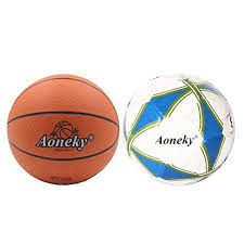 Aoneky Kids Set Of 2 Sport Balls Size 3 Basketball And Soccer Ball Ball Pump Included Children Toy Balls Playground B Sports Balls Ball Pump Basketball