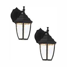 Hampton Bay Black Outdoor Led Wall Lantern Sconce 2 Pack Hb7024 05tp The Home Depot