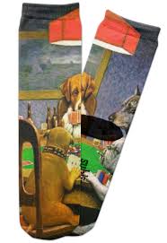 Dogs Playing Poker by C.M.Coolidge Adult Crew Socks - YouCustomizeIt