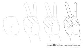 Easy way to draw hand How To Draw Hand Poses Step By Step Animeoutline In 2021 Peace Sign Drawing Easy Hand Drawings How To Draw Hands