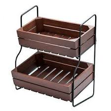 A wide variety of wooden fruit stand options are available to you, such as material, feature, and type. New 2 Tier Fruit Basket Stand Wood Crate Metal Frame Tiered Countertop Countertop Storage Farmhouse Stand Storage