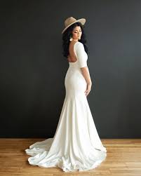 Crepe Wedding Dress 3 4 Sleeve Chantel Lauren June Gown Serendipity Bridal Modern Dress Traditional Non Traditi Crepe Wedding Dress Curvy Bride Wedding Dresses