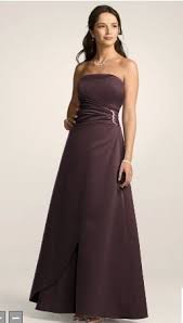 David S Bridal 8567 In Truffle With Images Plum Bridesmaid Dresses Davids Bridal Bridesmaid Dresses Satin Bridesmaid Dresses