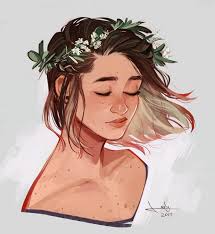 Flowers In Her Hair By Lesly Oh Art Crown Drawing Drawings
