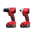 M18 18V Li-Ion Brushless Cordless Compact Hammer Drill Impact Combo Kit  2-    3610-22CT Milwaukee Tool
