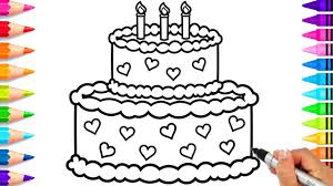Cake cute starbucks coloring pages. How To Draw A Birthday Cake For Kids Easy Birthday Cake Coloring Page Learn To Draw Youtube