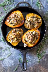 Roasted acorn squash and caramelized shallots is finished with parsley oil. Caramelized Onion Sausage Stuffed Acorn Squash Reardon S Market