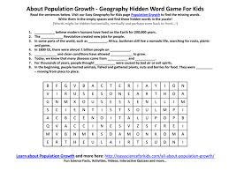 Try it free for 30 days then $12.99/mo., until canceled. About Population Growth Geography Hidden Word Game For Kids