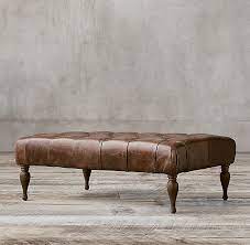 18'' h x 35.25'' w x 34'' d Bennett Rectangular Leather Ottoman 48 W X 28 D X 17 H 60 W X 36 D X 17 H Leather Ottoman Leather Ottoman Coffee Table Tufted Leather Chair