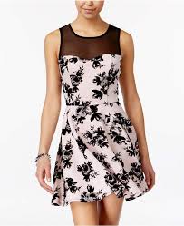 Trixxi Juniors Illusion Velvet Print Fit Flare Dress Reviews Dresses Juniors Macy S Trixxi Dress Mixed Print Dress Dresses