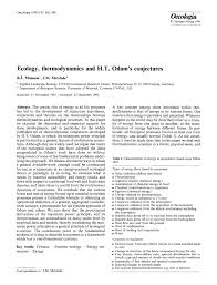 Pdf Ecology Thermodynamics And H T Odum S Conjectures
