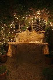 Dreamy Hammock Night Lights Decor Outdoors Design Exterior Outdoor Outdoor Spaces Dream Garden