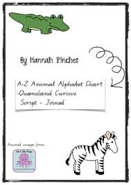 Animal Alphabet Chart Handwriting A Z Qcursive Script Joined Letters