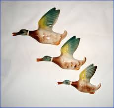 Set Of Three Keele Street Pottery 1950s Mallard Duck Wall Plaques In