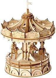 Improves motor skills, enhances creativity. Amazon Com 3d Merry Go Round Wooden Jigsaws Kit Wooden Puzzles Diy Hand Craft Mechanical Toy Gift For Kids Teens Adults Toys Games