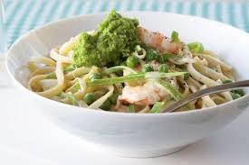 Prawn Linguine With Pea Pesto Recipe Pea Pesto Prawn Linguine Prawn Recipes