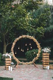 Rustic Pampas Grass And Wooden Crates Wedding Backdrop Wedding Weddings Weddingideas Rus Outdoor Wedding Decorations Wooden Crates Wedding Diy Wedding Arch