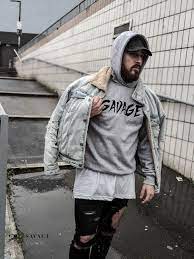 See more ideas about mens fashion, mens outfits, fashion. Men S Savage Look Ripped Hoodie Urban Streetwear Grey All Sizes Ebay Mens Fashion Streetwear White Jeans Men Mens Fashion Suits Casual
