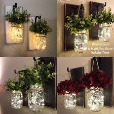 Rustic Home Decor Home Living Set Of 2 Hanging Mason Jar Etsy Mason Jar Decorations Mason Jar Sconce Home Decor Sets