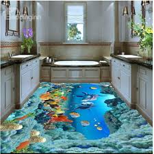 Aesthetic Dolphins And Beautiful Corals Under The Sea Waterproof Splicing Custom 3d Floor Murals Floor Murals Floor Wallpaper Hotel Kitchen