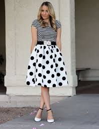 Black And White Polka Dot Midi Skirt Gorgeous White Black Polka Dot Satin Full Pleated Swing Midi Skirt Os Polka Dot Skirt Outfit Dot Skirt Outfit Fashion