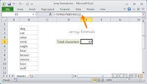 Formulas in excel is an expression that operates on values in a range of cell addresses and operators. Excel Array Formula Exceljet