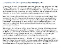 Singkatnya, esai adalah bagian subjektif dari dokumen, yang berarti bahwa itu adalah hasil dari pemikiran penulis. Fauzan Al Rasyid On Twitter Pagi Masih Bingung Dengan Esai Diri Saya Berikan Satu Lagi Contoh Kali Ini Anggaplah Saya Anak Ipa Saya Mau Ambil Jurusan Ips Dan Tidak Mencantumkan Prestasi Apa Pun