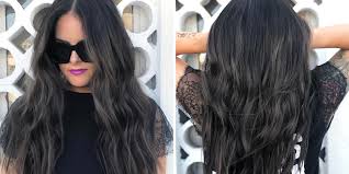 Brown highlights with black hair /via. Cool Toned Balayage Gives Dark Hair Low Maintenance Dimension Allure