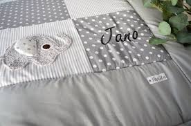 Krabbeldecke Patchworkdecke Elefant Grau Patchwork Blanket Patchwork Elephant