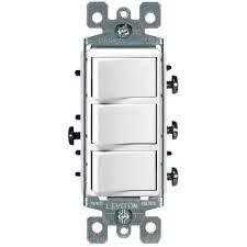 The black and red wires between sw1 and sw2 are connected to the traveler terminals. Leviton Decora 15 Amp 3 Rocker Combination Switch White R62 01755 0ws The Home Depot
