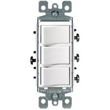 The above wiring diagram shows the leviton pilot light switch. Leviton Decora 15 Amp 3 Rocker Combination Switch White R62 01755 0ws The Home Depot