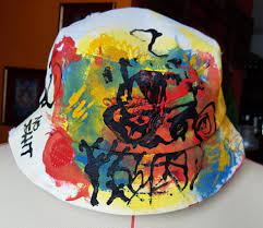 A Graffiti Bucket Hat Done In The Jean Michel Basquiat Graffiti Style Only Hand Pained One Piece No Custom Bucket Hats Bucket Hat Fashion Bucket Hat Painting
