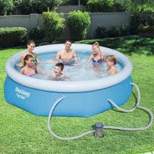 Bestway Fast Set 10 Ft X 30 In D Round Inflatable Pool With 330 Gph Filter Pump Blue Pool Swimming Pools Pool Kits