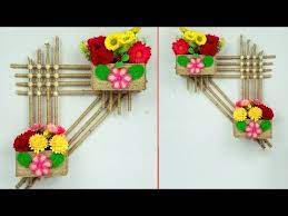 Jute Wall Hanging Flower Vase Fabric Flowers Diy Popcycle Stick Crafts Handmade Paper Crafts