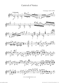 Tarrega Carnival Of Venice Sheet Music For Guitar Solo Sheet Music Tarrega Classical Guitar Sheet Music