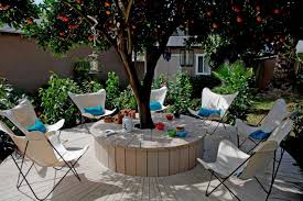 Round Deck With Tree And Canvas Chairs Outdoor Remodel Outdoor Rooms Outdoor Sitting Area